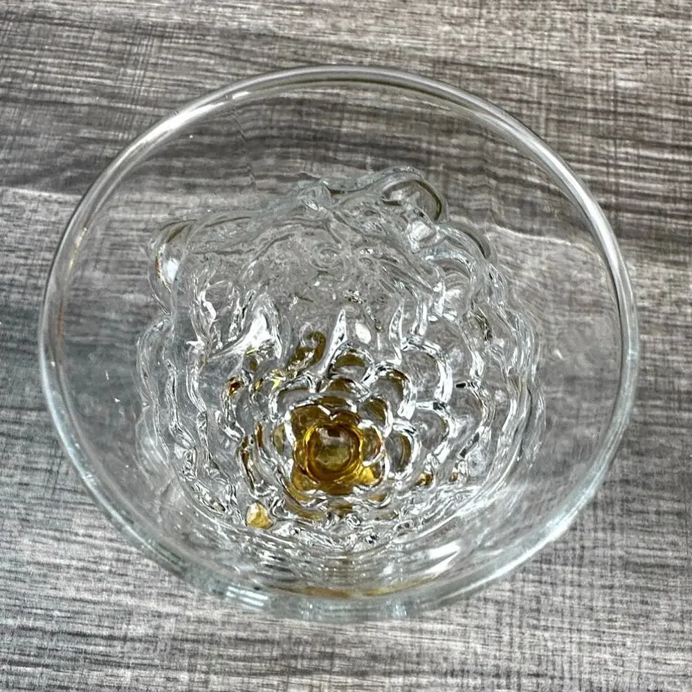 Abigail's Portugal Rare Blown Amber Base Grape Iced Tea Footed Tumblers-Set of 3